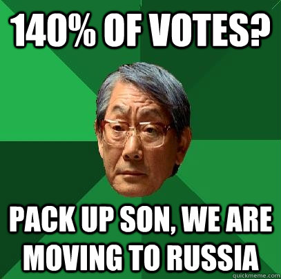 140% of votes? pack up son, we are moving to russia  High Expectations Asian Father