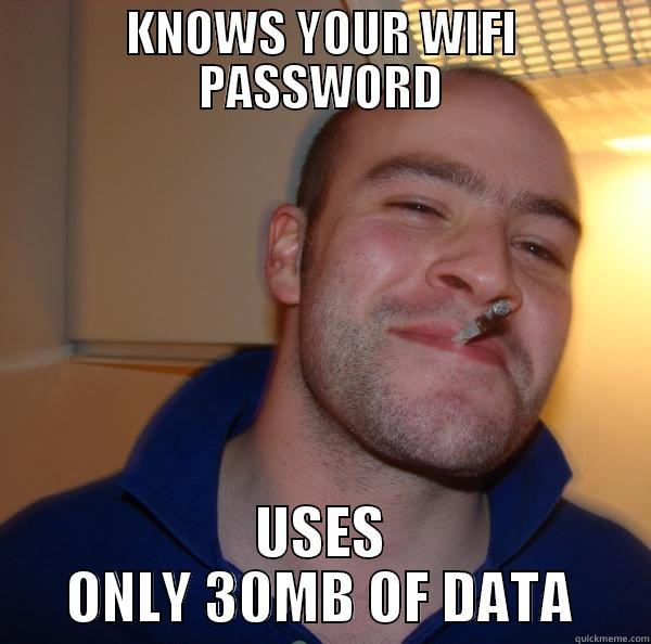 KNOWS YOUR WIFI PASSWORD USES ONLY 30MB OF DATA Good Guy Greg 