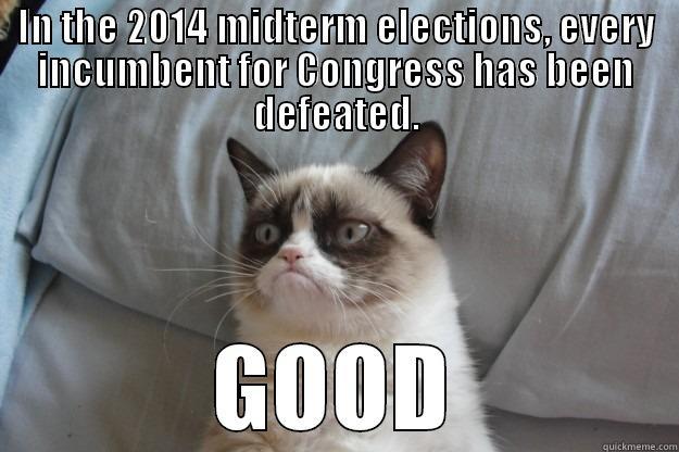 Congress Grumpy Cat - IN THE 2014 MIDTERM ELECTIONS, EVERY INCUMBENT FOR CONGRESS HAS BEEN DEFEATED. GOOD Grumpy Cat