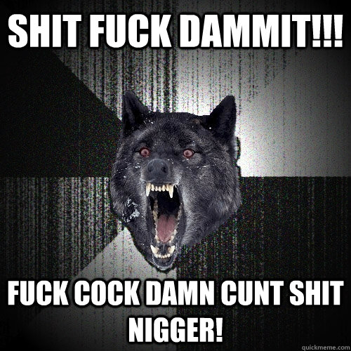 SHIT FUCK DAMMIT!!! FUCK COCK DAMN CUNT SHIT NIGGER!  Insanity Wolf