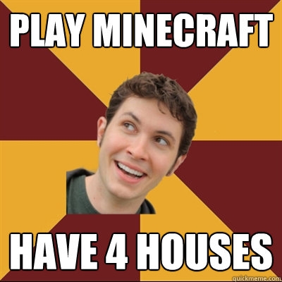 Play minecraft  have 4 houses  Tobuscus