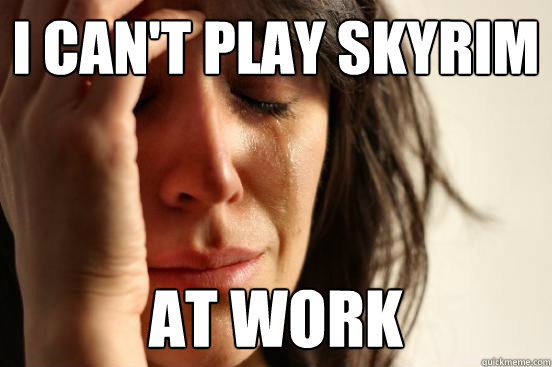 i can't play skyrim at work  First World Problems
