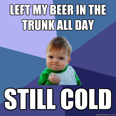 left my beer in the trunk all day still cold - left my beer in the trunk all day still cold  Success Kid