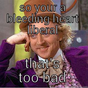 liberals...what a waste of good space - SO YOUR A BLEEDING HEART LIBERAL THAT'S TOO BAD Condescending Wonka