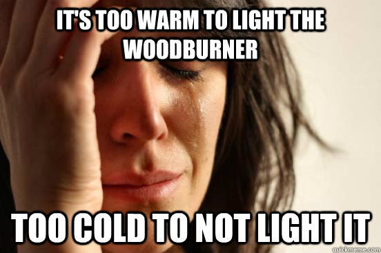 It's too warm to light the woodburner too cold to not light it - It's too warm to light the woodburner too cold to not light it  First World Problems