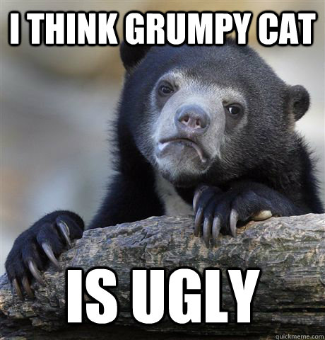 i think grumpy cat is ugly - i think grumpy cat is ugly  Confession Bear