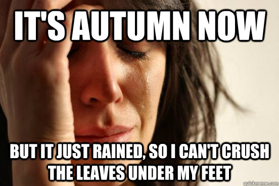 It's Autumn now But it just rained, so i can't crush the leaves under my feet  First World Problems