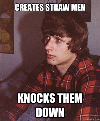 creates straw men knocks them down - creates straw men knocks them down  Hipster Harper