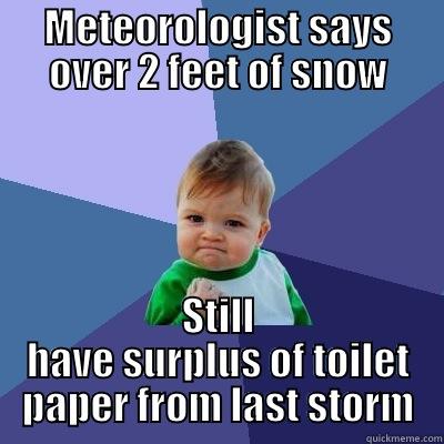 METEOROLOGIST SAYS OVER 2 FEET OF SNOW STILL HAVE SURPLUS OF TOILET PAPER FROM LAST STORM Success Kid