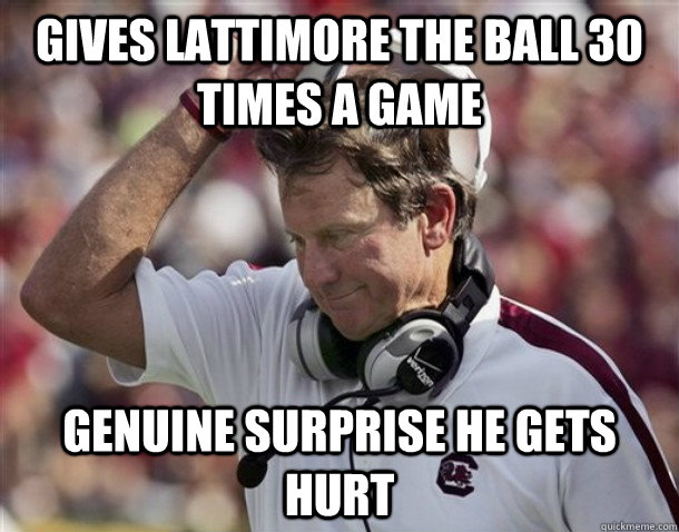 Gives Lattimore the ball 30 times a game Genuine surprise he gets hurt  
