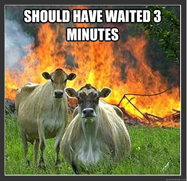 should have waited 3 minutes   Evil cows