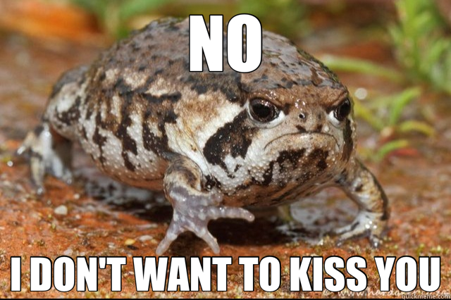 NO I DON'T WANT TO KISS YOU  grumpy toad