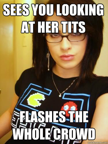 sees you looking at her tits flashes the whole crowd  Cool Chick Carol