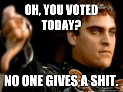 Oh, you voted today? No one gives a shit.  Downvoting Roman