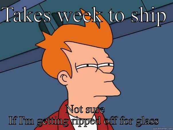 TAKES WEEK TO SHIP  NOT SURE IF I'M GETTING RIPPED OFF FOR GLASS  Futurama Fry