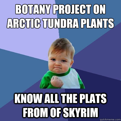Botany project on arctic tundra plants Know all the plats from of Skyrim  Success Kid