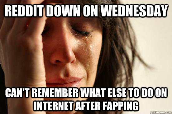 Reddit down on wednesday Can't remember what else to do on internet after fapping  First World Problems