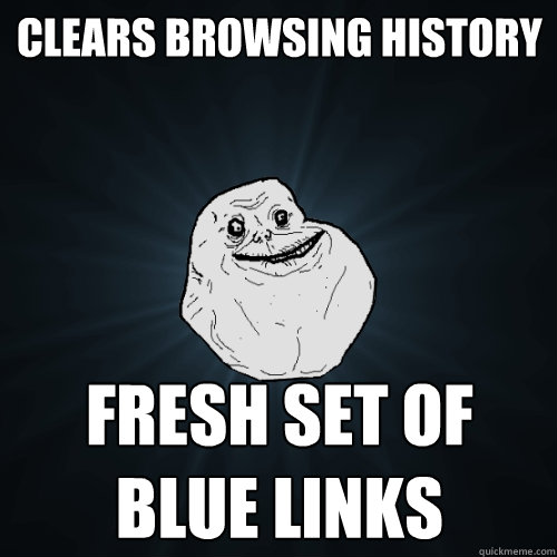 Clears browsing history Fresh set of blue links  Forever Alone