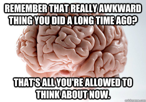 Remember that really awkward thing you did a long time ago? That's all you're allowed to think about now.  Scumbag Brain