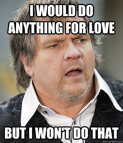 I would do anything for love but i won't do that - I would do anything for love but i won't do that  Conflicted Meatloaf