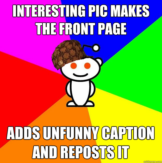 Interesting pic makes the front page ADDS unfunny caption and reposts it  Scumbag Redditor
