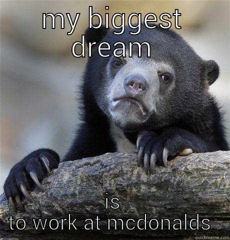 MY BIGGEST DREAM IS TO WORK AT MCDONALDS  Confession Bear