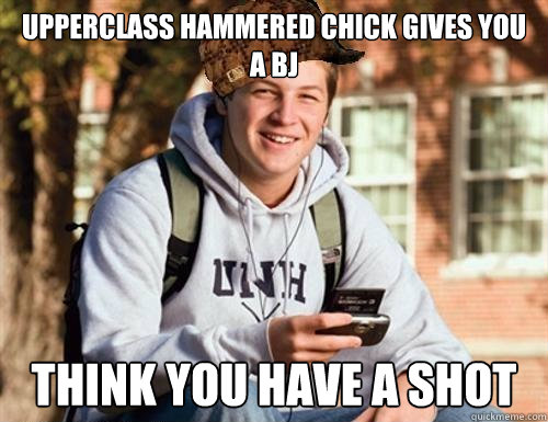 upperclass Hammered chick gives you a bj think you have a shot  College Freshman