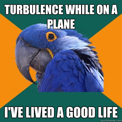 turbulence while on a plane I've lived a good life  Paranoid Parrot