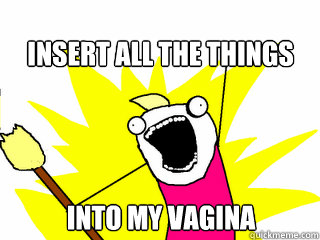 Insert all the things into my vagina  All The Things