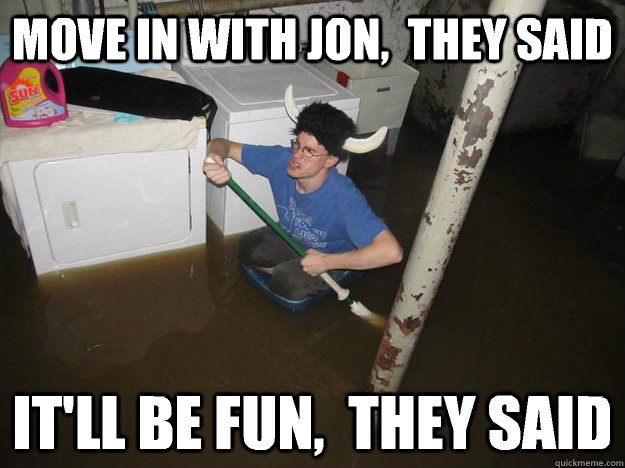 move in with Jon,  they said it'll be fun,  they said  Laundry Room Viking