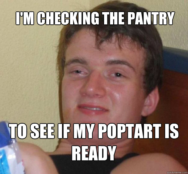 I'm checking the pantry to see if my poptart is ready - I'm checking the pantry to see if my poptart is ready  ten guy