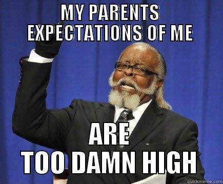MY PARENTS EXPECTATIONS OF ME ARE TOO DAMN HIGH Too Damn High