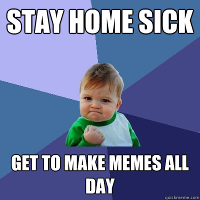 Stay home sick Get to make memes all day  Success Kid