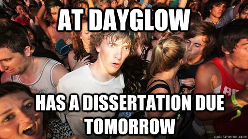 At Dayglow Has a dissertation due tomorrow  Sudden Clarity Clarence