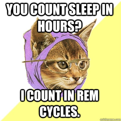 You count sleep in hours? I count in REM cycles.  Hipster Kitty