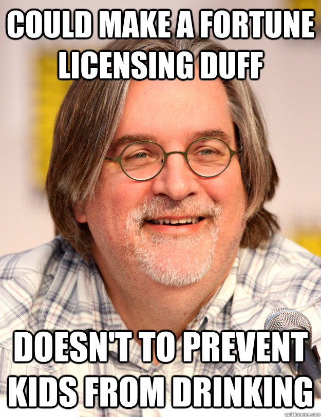 Could make a fortune licensing duff doesn't to prevent kids from drinking - Could make a fortune licensing duff doesn't to prevent kids from drinking  Misc