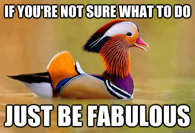if you're not sure what to do just be fabulous  