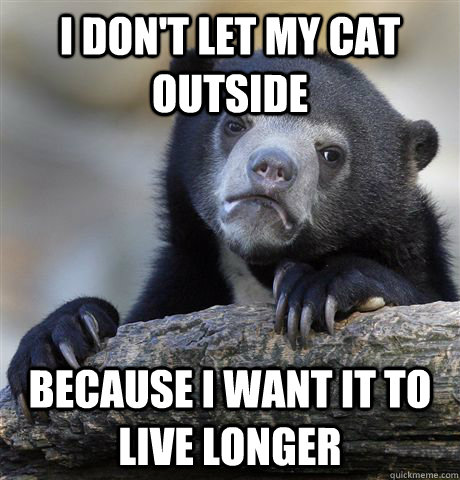 I don't let my cat outside because I want it to live longer  Confession Bear