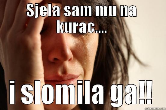 SJELA SAM MU NA KURAC.... I SLOMILA GA!! First World Problems