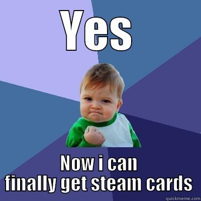 YES NOW I CAN FINALLY GET STEAM CARDS Success Kid