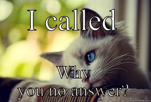 Missed you - I CALLED WHY YOU NO ANSWER? First World Problems Cat