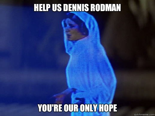 help us Dennis Rodman you're our only hope  