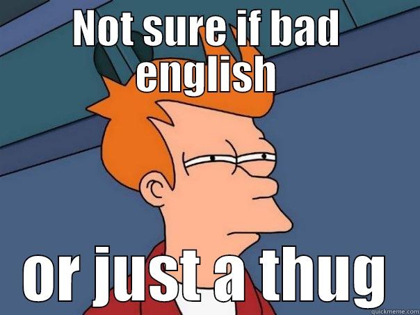 NOT SURE IF BAD ENGLISH OR JUST A THUG Futurama Fry