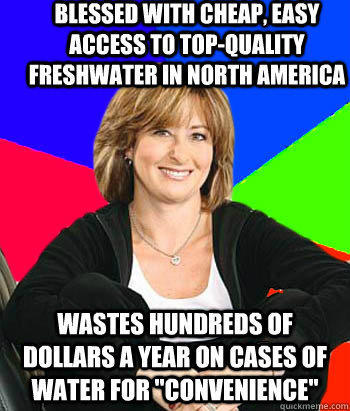 Blessed with cheap, easy access to top-quality freshwater in north america wastes hundreds of dollars a year on cases of water for 