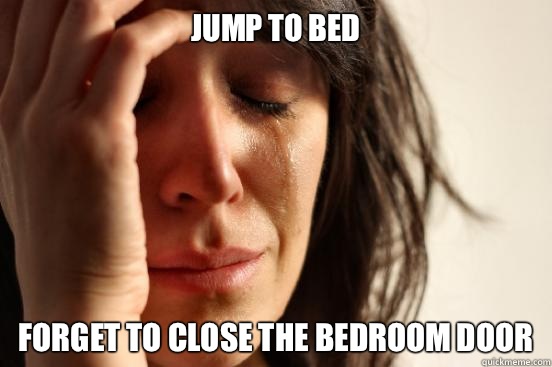 Jump to bed Forget to close the bedroom door  First World Problems