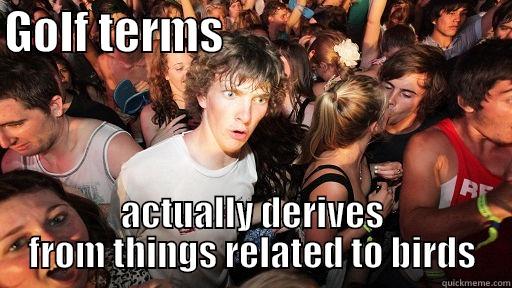GOLF TERMS                                ACTUALLY DERIVES FROM THINGS RELATED TO BIRDS Sudden Clarity Clarence