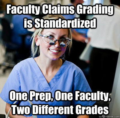 Faculty Claims Grading is Standardized One Prep, One Faculty, Two Different Grades  overworked dental student