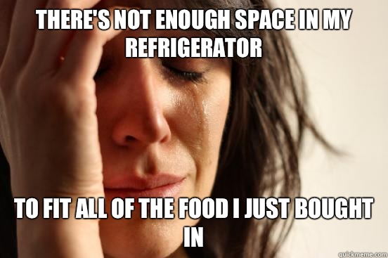 There's not enough space in my refrigerator To fit all of the food I just bought in  First World Problems