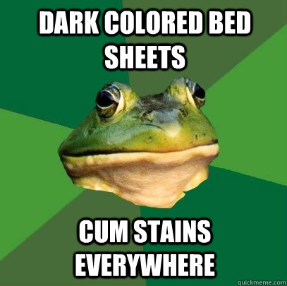 Dark Colored Bed Sheets Cum Stains Everywhere   Foul Bachelor Frog