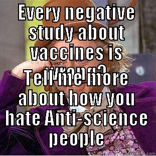 EVERY NEGATIVE STUDY ABOUT VACCINES IS WRONG? TELL ME MORE ABOUT HOW YOU HATE ANTI-SCIENCE PEOPLE Creepy Wonka